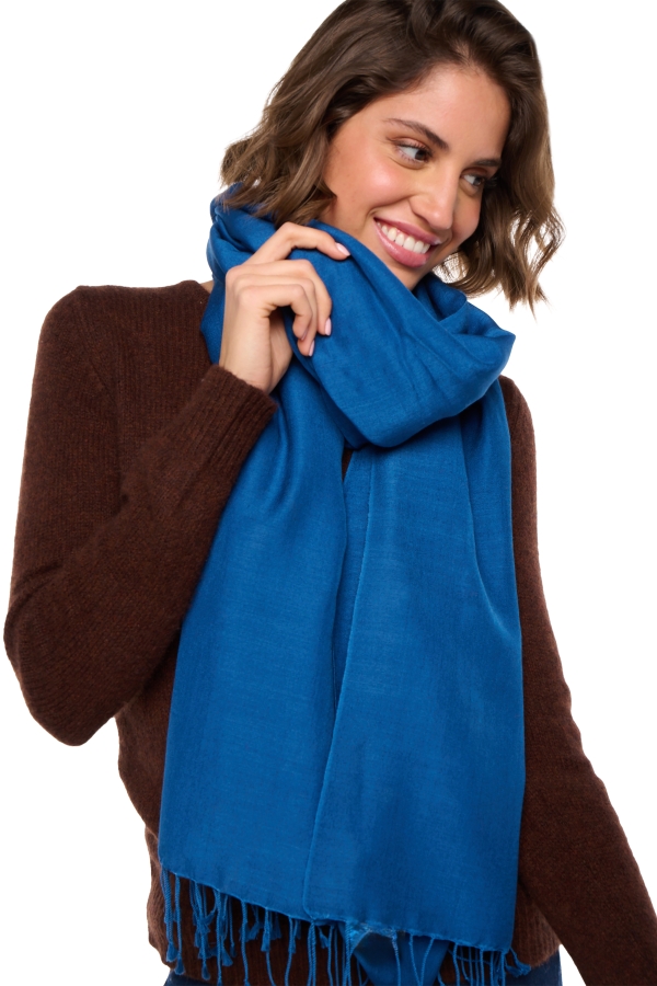 Cashmere & Silk accessories shawls platine dark blue 201 cm x 71 cm
